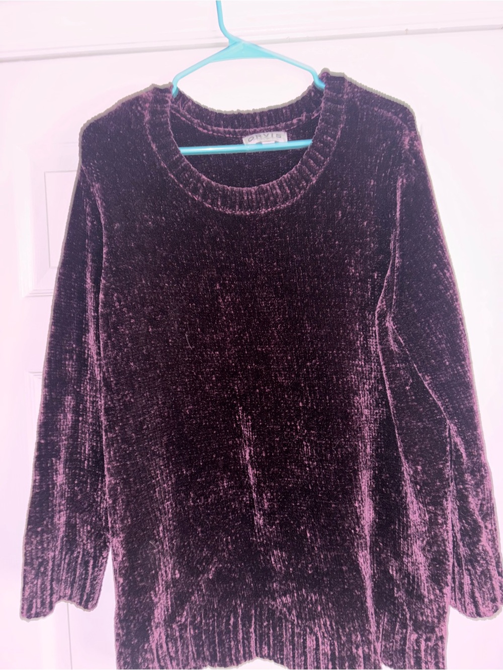 Orvis Velvet Chenille Crewneck Sweater — Deep Plum